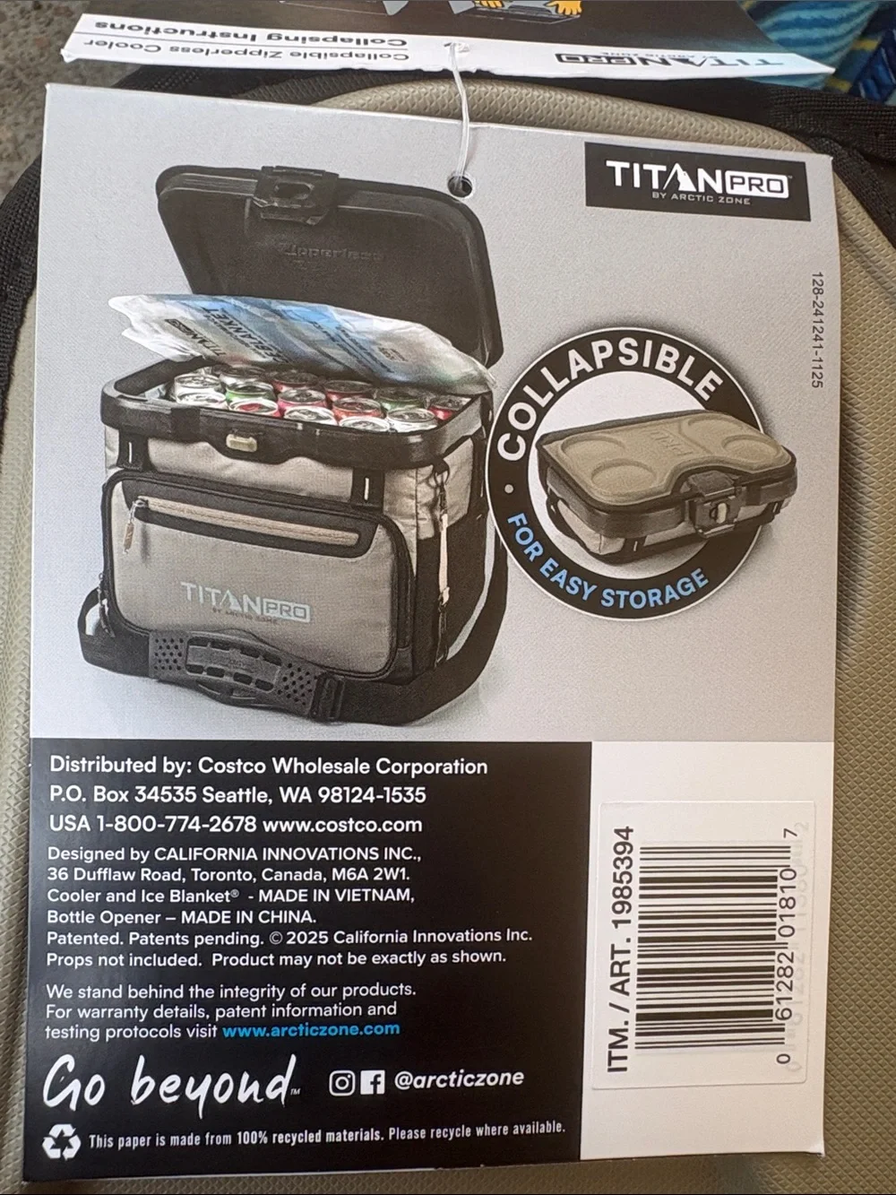 Titan Pro Cooler 40 Can Iceless Zipperless in Taupe Gray and Black